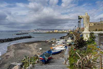 Scenic view of beach against sky