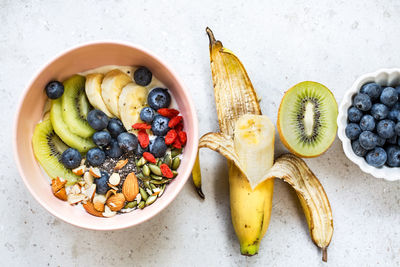 Directly above shot of fruits in plate on table