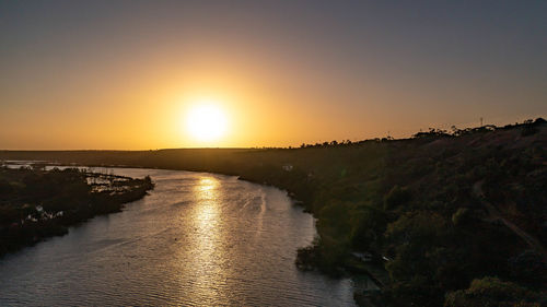 Scenic view of sea against clear sky during sunset