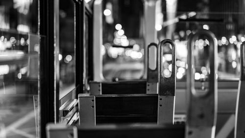 Interior of cable car at night