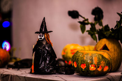 Close-up of pumpkin on table