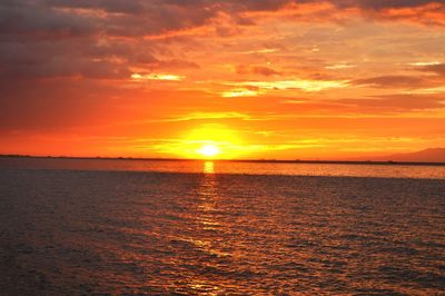 Scenic view of sunset over sea