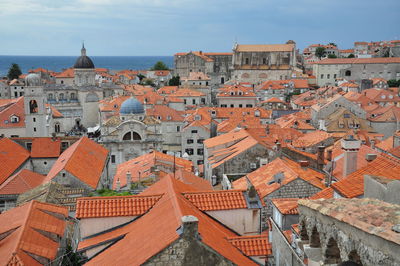 High angle view of townscape against sky