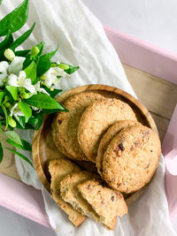 Oat cookies with white flowerr