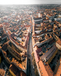 High angle shot of townscape against sky