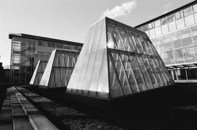 Low angle view of modern building against sky