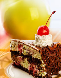 Close-up of ice cream in plate on table