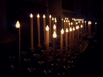 Close-up of illuminated candles