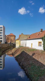 Street view with creek in eger, hungary