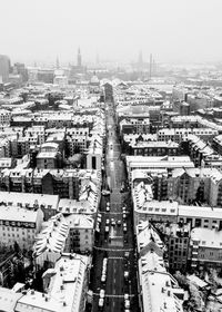 High angle view of buildings in city