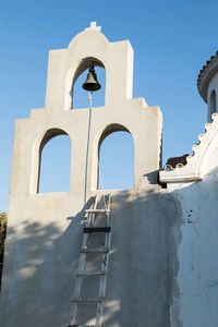 Low angle view of old building against clear sky
