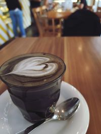 High angle view of coffee on table