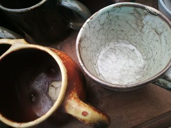 High angle view of coffee beans in container