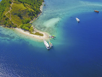 Aerial view of beautiful island at flores, indonesia