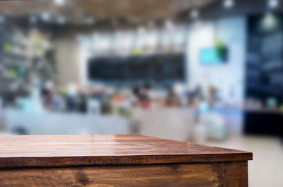 Close-up of wooden table