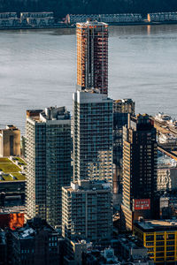 High angle view of buildings in city