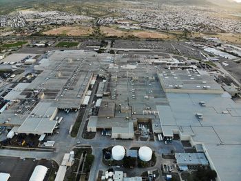 High angle view of airport runway