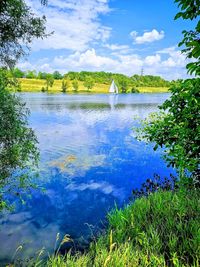 Scenic view of lake against sky