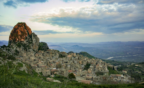 Panoramic view of townscape against sky