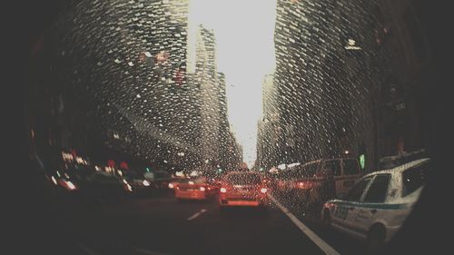 Traffic in city at night