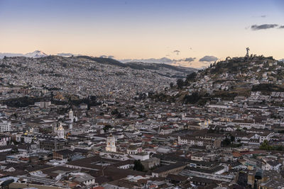 High angle view of buildings in city