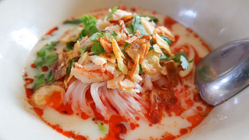 Close-up of meal served in plate