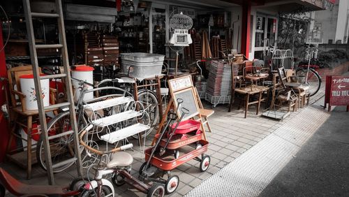 View of shopping cart in shelf