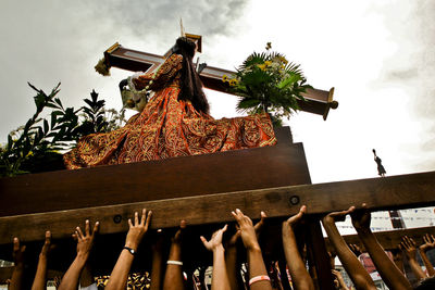 Low angle view of temple against sky