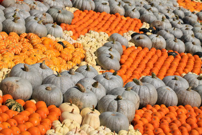 Full frame shot of pumpkins for sale at market stall