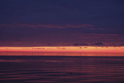 Scenic view of sea against sky at sunset