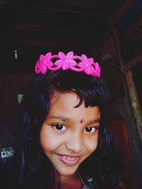 Portrait of smiling girl with blue eyes