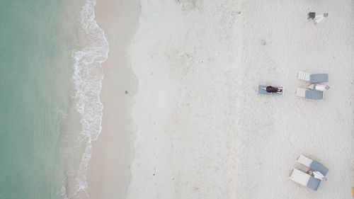 High angle view of white wall on beach