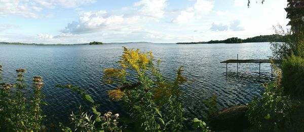 Scenic view of lake against sky