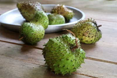 High angle view of fruits on table