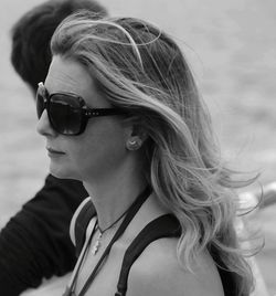 Close-up of young woman wearing sunglasses