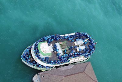 High angle view of boat in sea