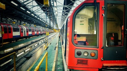 Train on railroad station platform