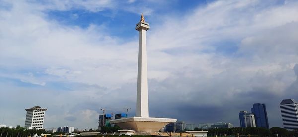 Low angle view of modern buildings against sky