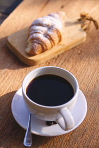 High angle view of coffee on table