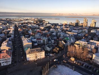 Aerial view of city at waterfront