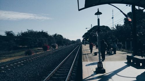 View of railroad station platform against sky