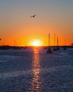 Scenic view of sunset over sea