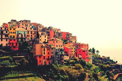 Houses against clear sky