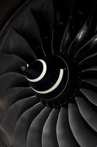 Turbine jet engine on an airliner view from the front