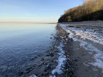 Scenic view of sea against clear sky