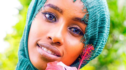 Close-up portrait of beautiful young woman