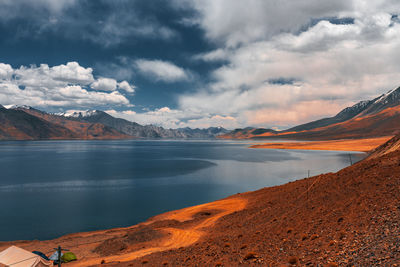 Scenic view of lake against sky