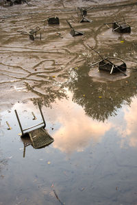 High angle view of puddle in lake