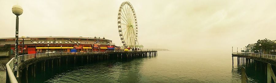 View of ferris wheel in city