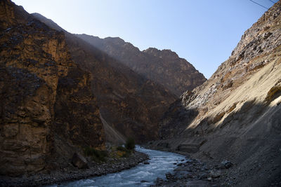 Scenic view of mountains against clear sky